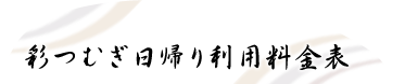 彩つむぎ日帰り利用料金表